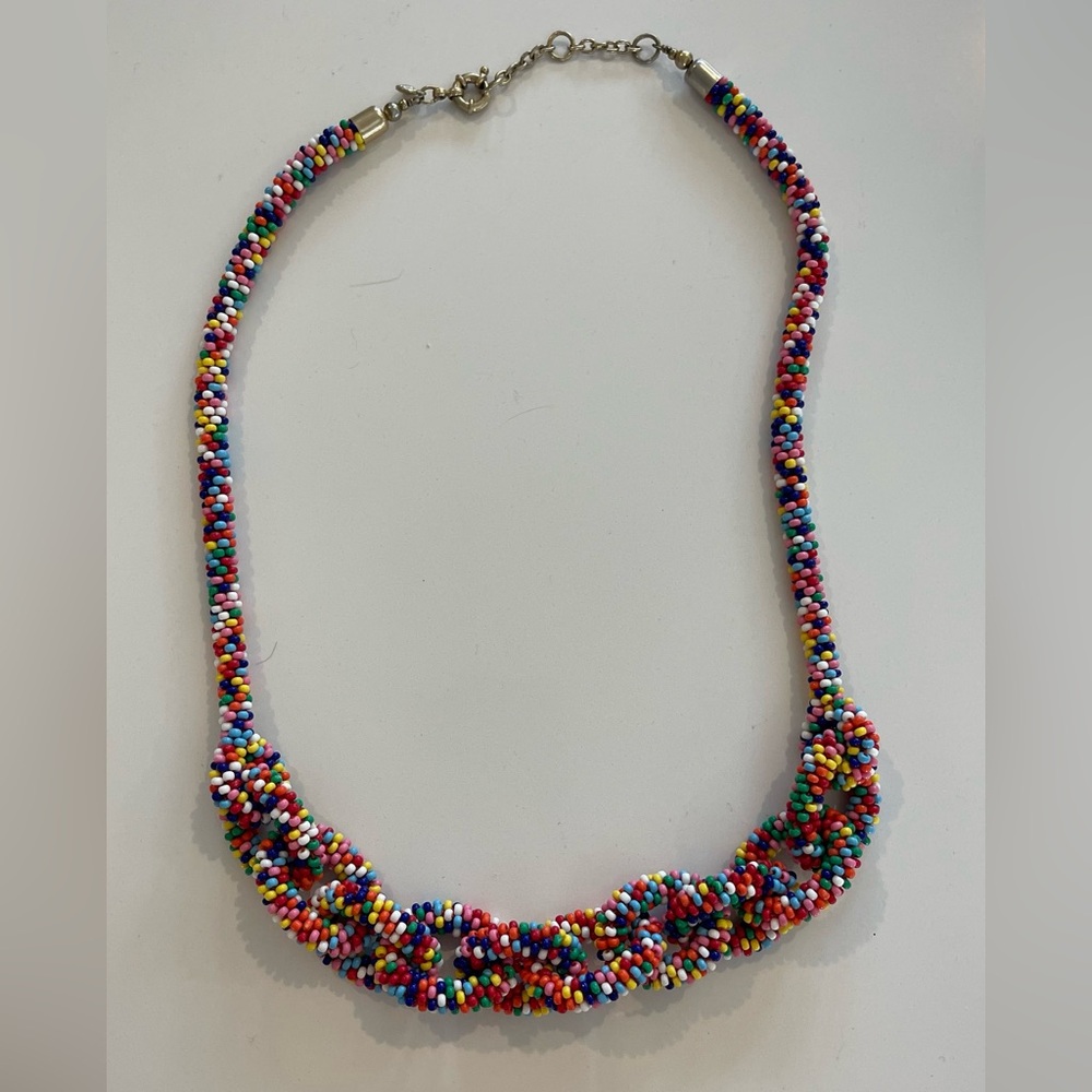 J. Crew Multicolor Beaded Chain Link Rope Necklace